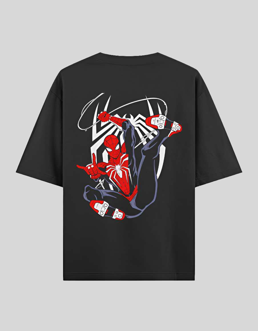 Menβs Oversized Classic Spider-Man T-Shirt Black