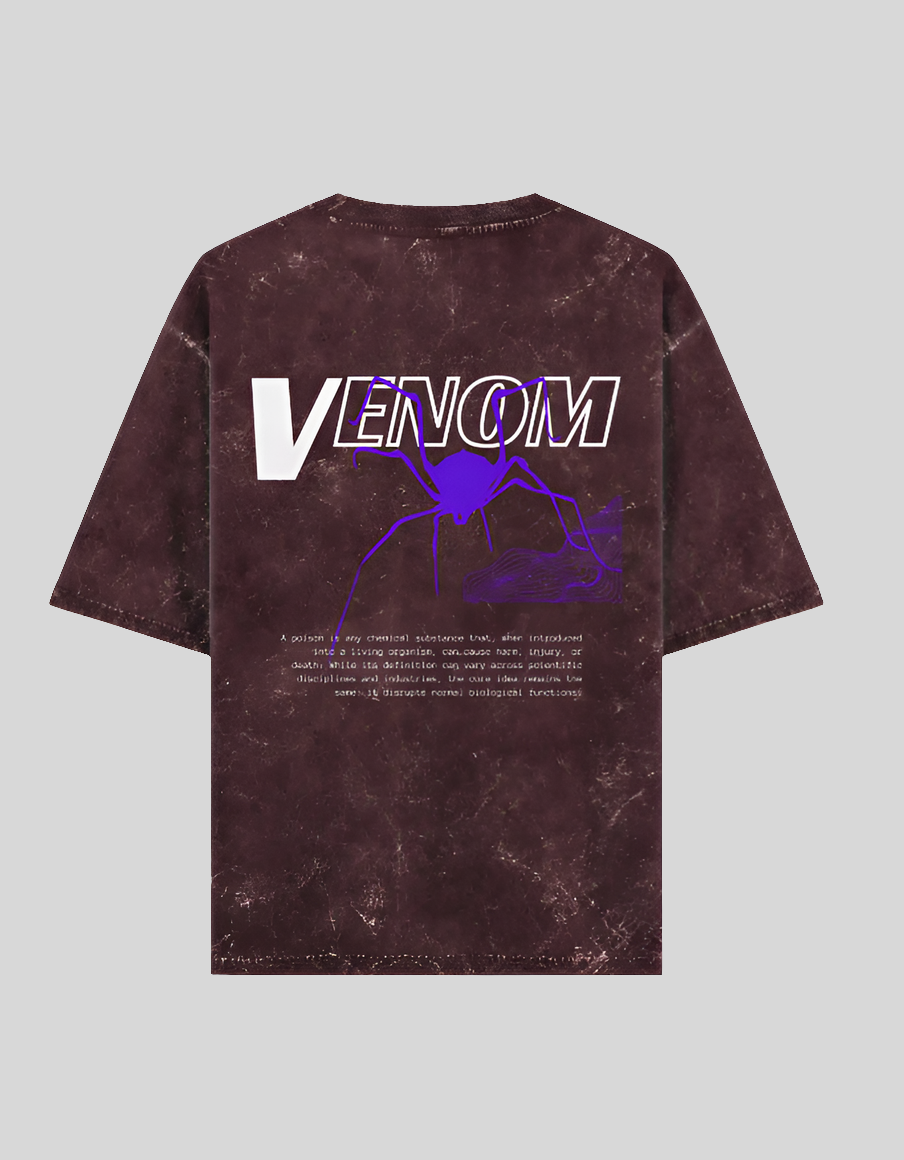 VENOM Oversized Graphic T-Shirt π·οΈ | Acid Wash Streetwear Style Acid Maroon
