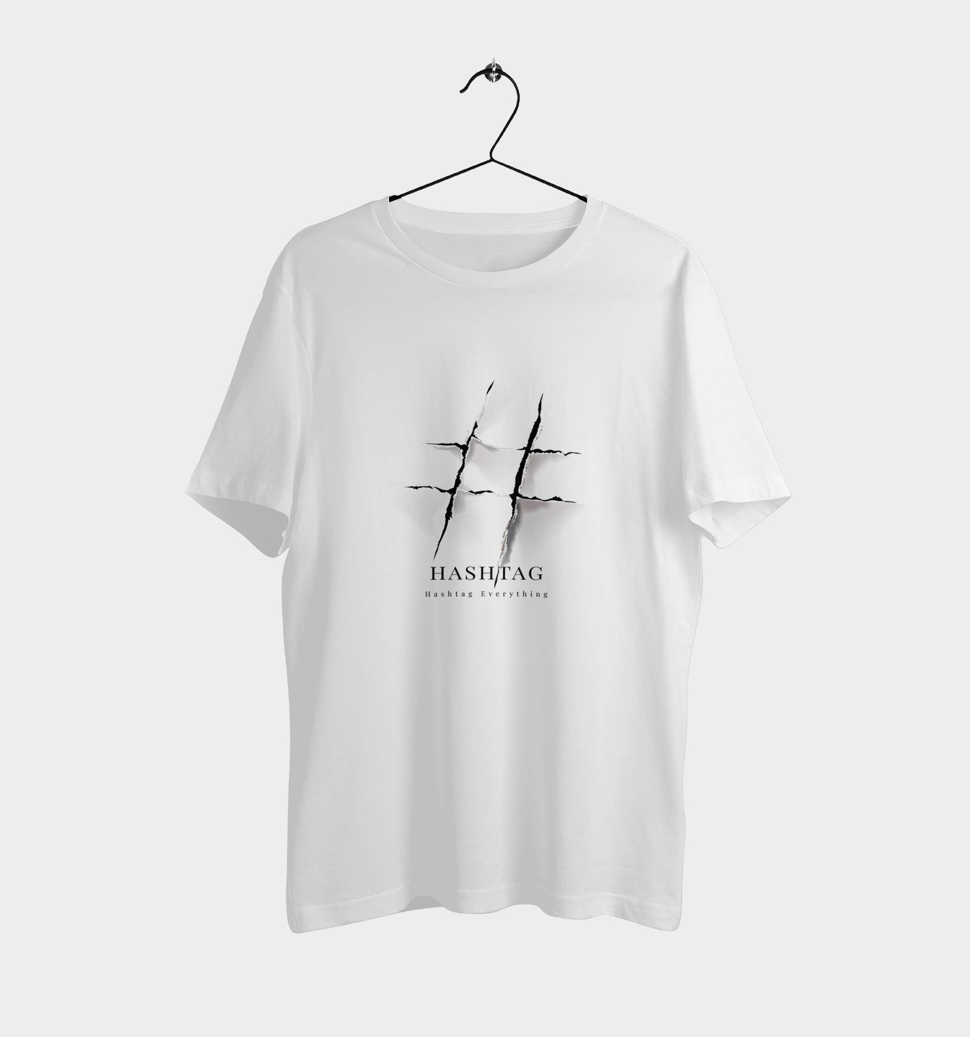 "Hashtag Scratch" Oversized T-Shirt | Minimalist Grunge Style White