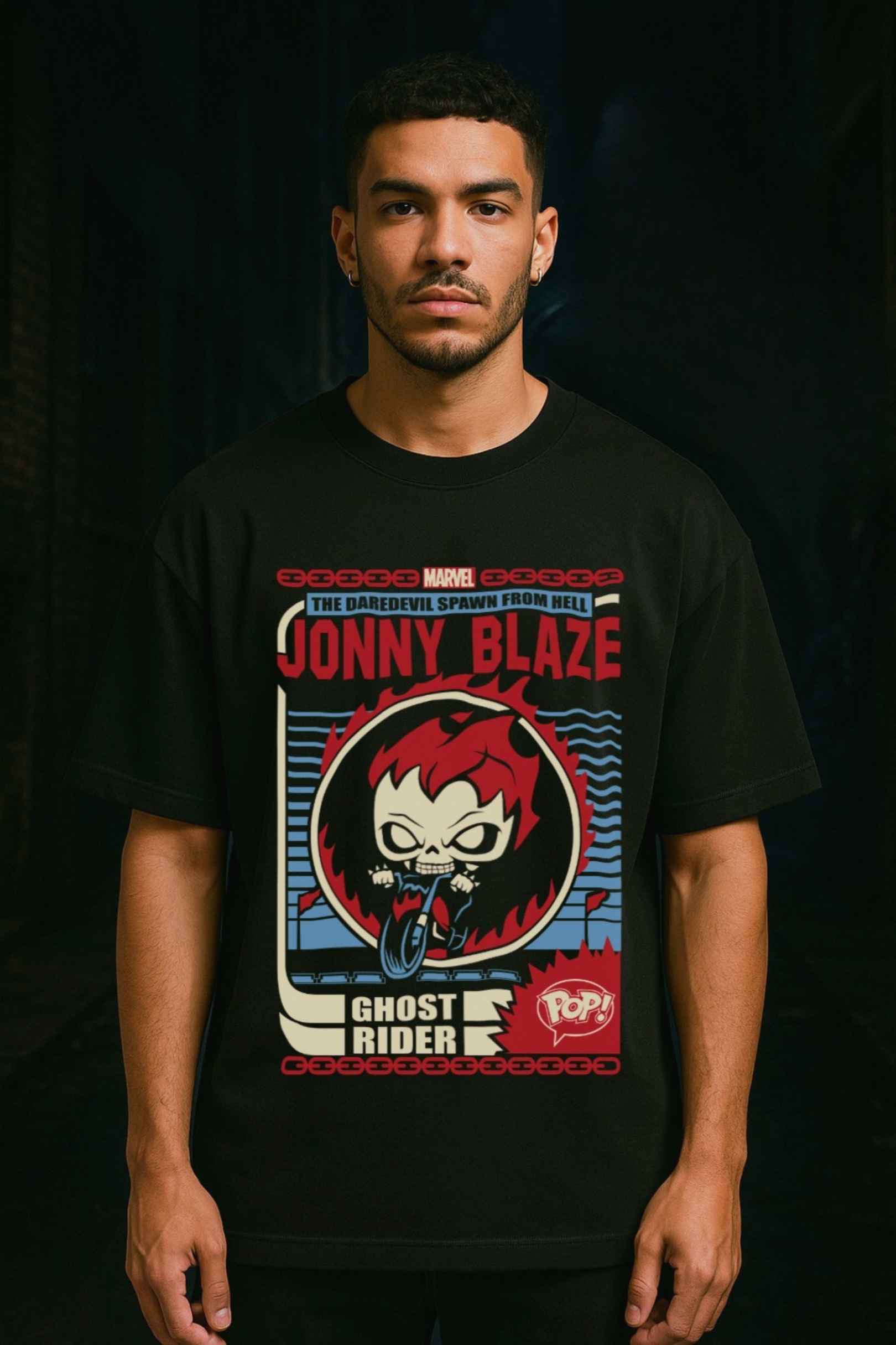 Hellfire Pop Ghost Rider| Oversized Classic T-Shirt black