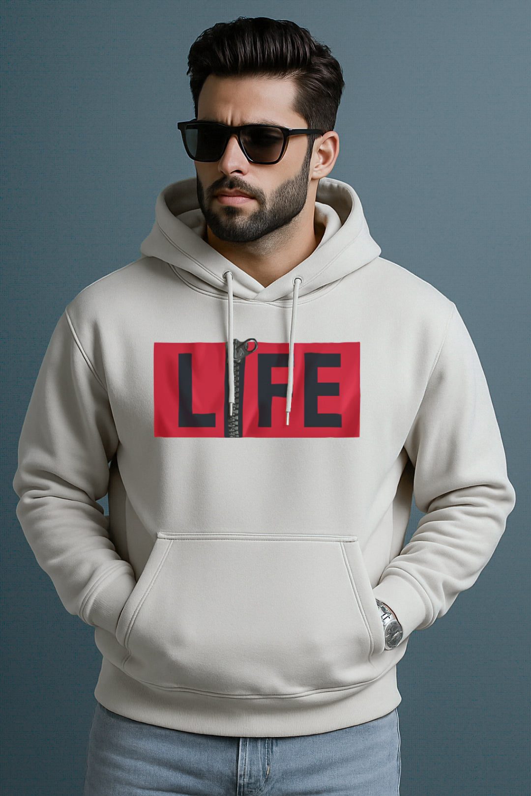“LIFE Unzipped” Oversized Hoodie White