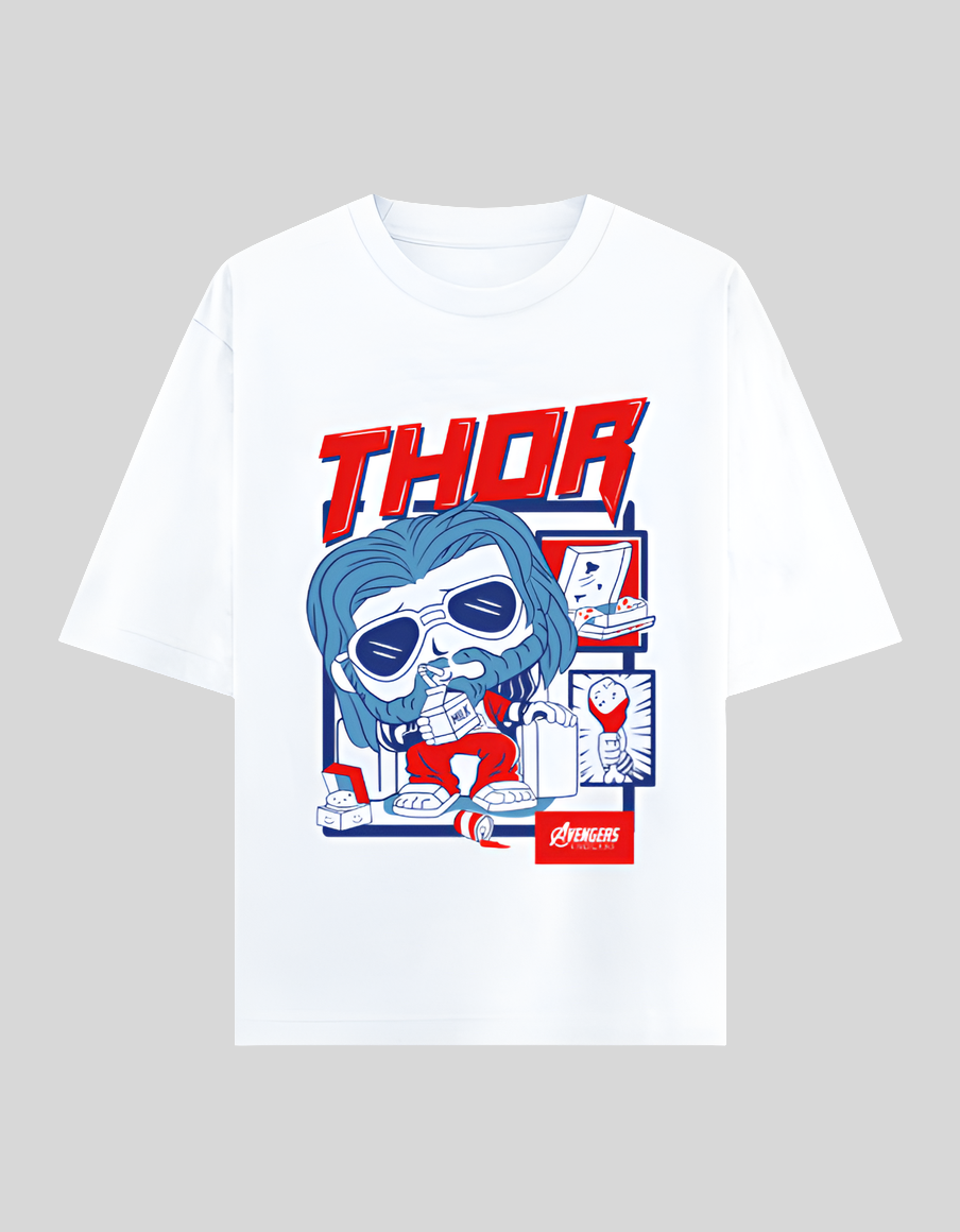 Lazy Thunder Thor | Oversized Calssic T-Shirt White