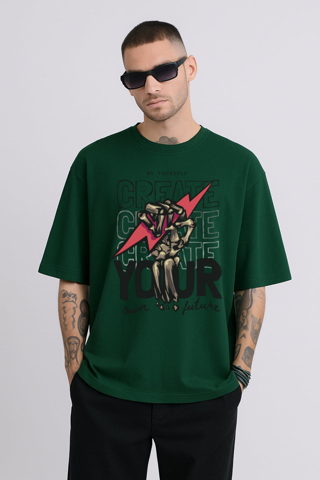 Your Future Graphic Oversized Classic T-Shirt Bottle Green