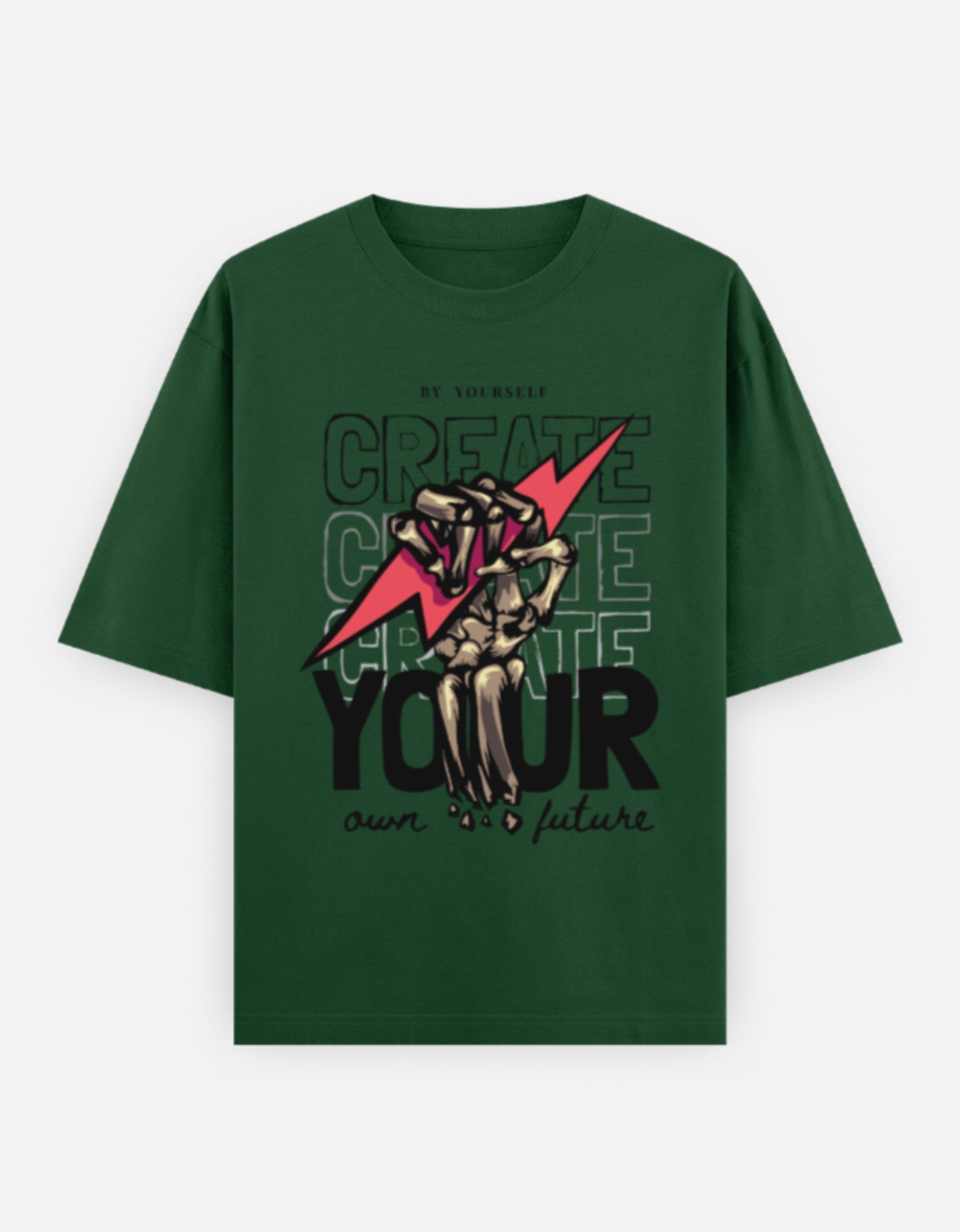 Your Future Graphic Oversized Classic T-Shirt Bottle Green