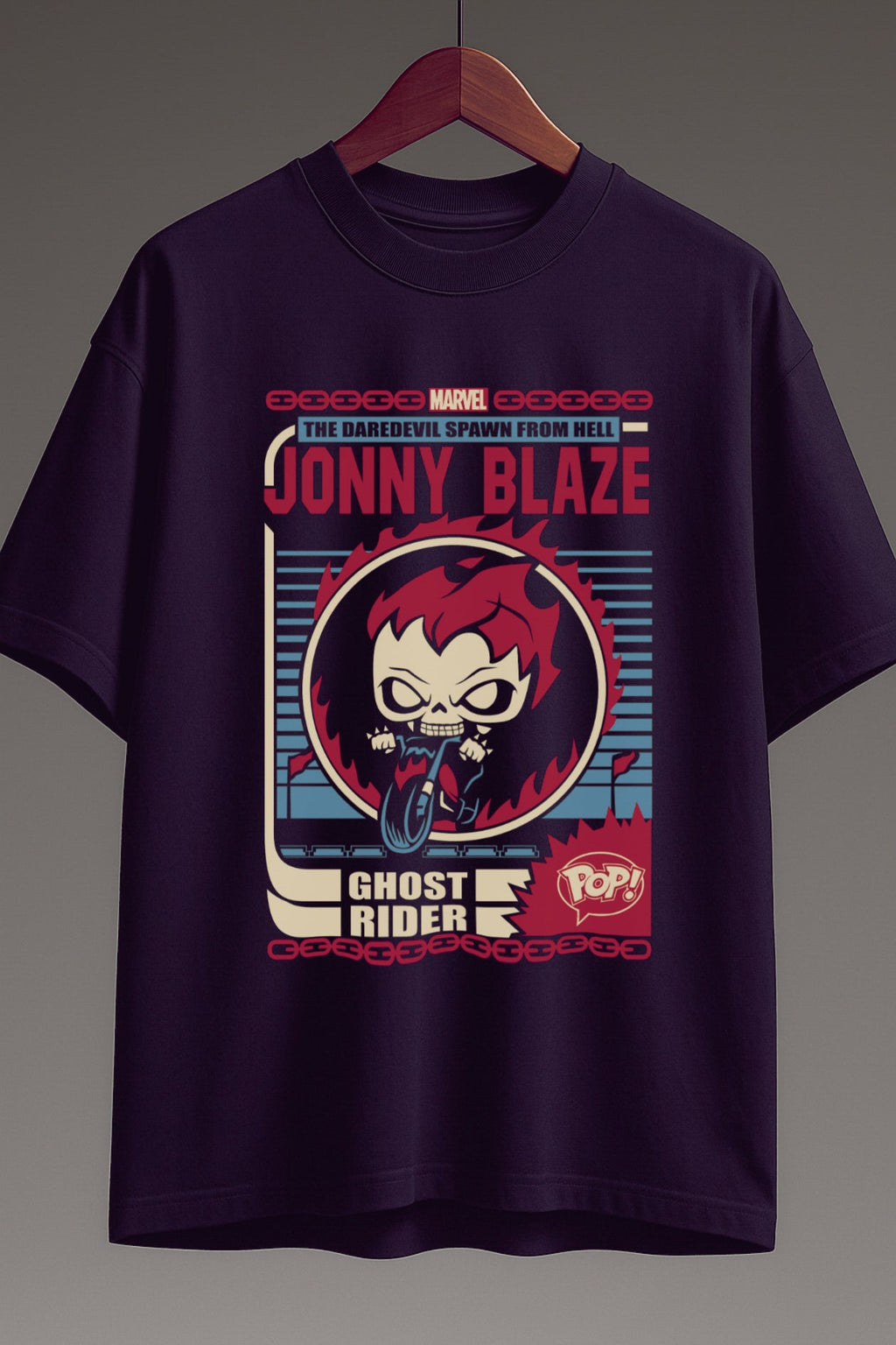 Hellfire Pop Ghost Rider| Oversized Classic T-Shirt Purple
