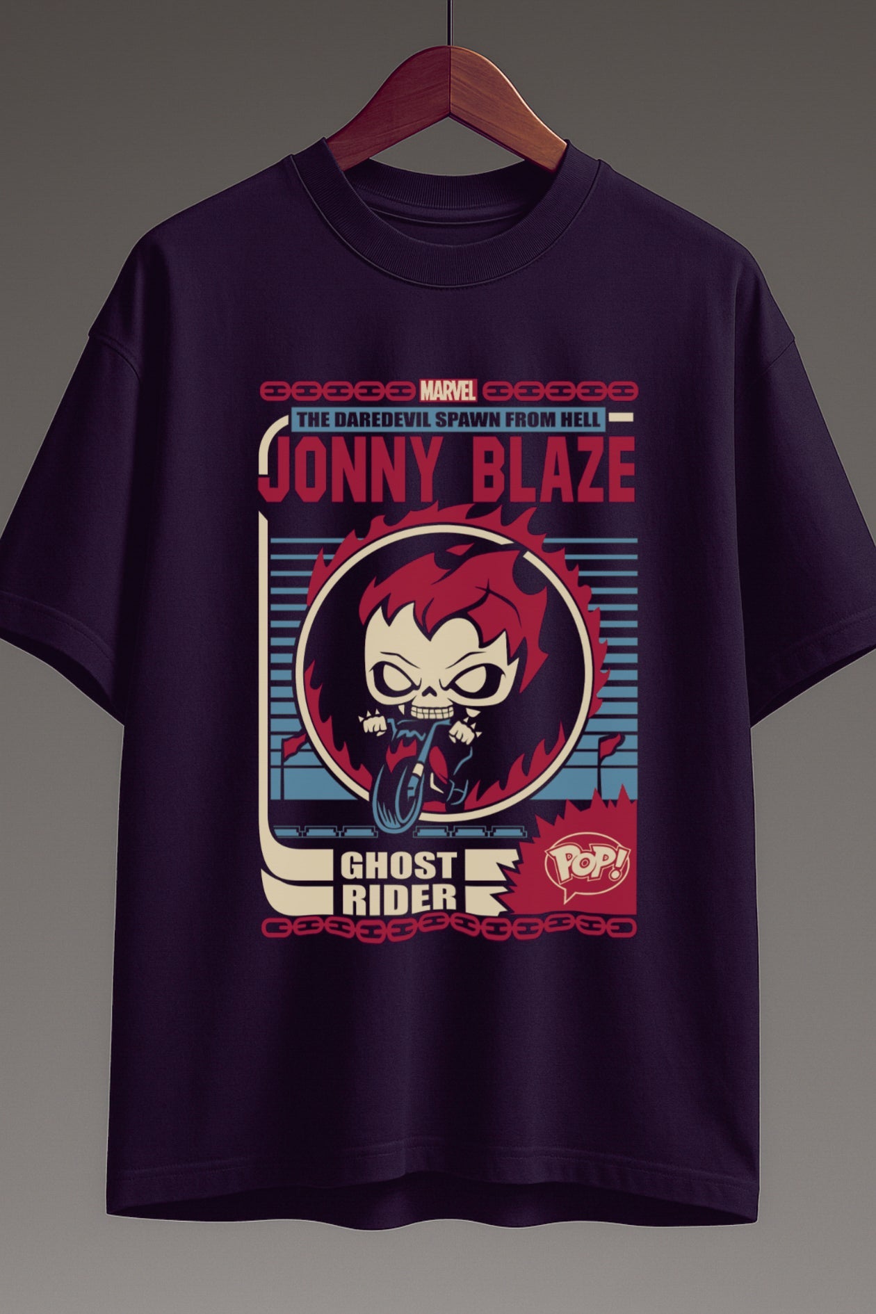 Hellfire Pop Ghost Rider| Oversized Classic T-Shirt Purple