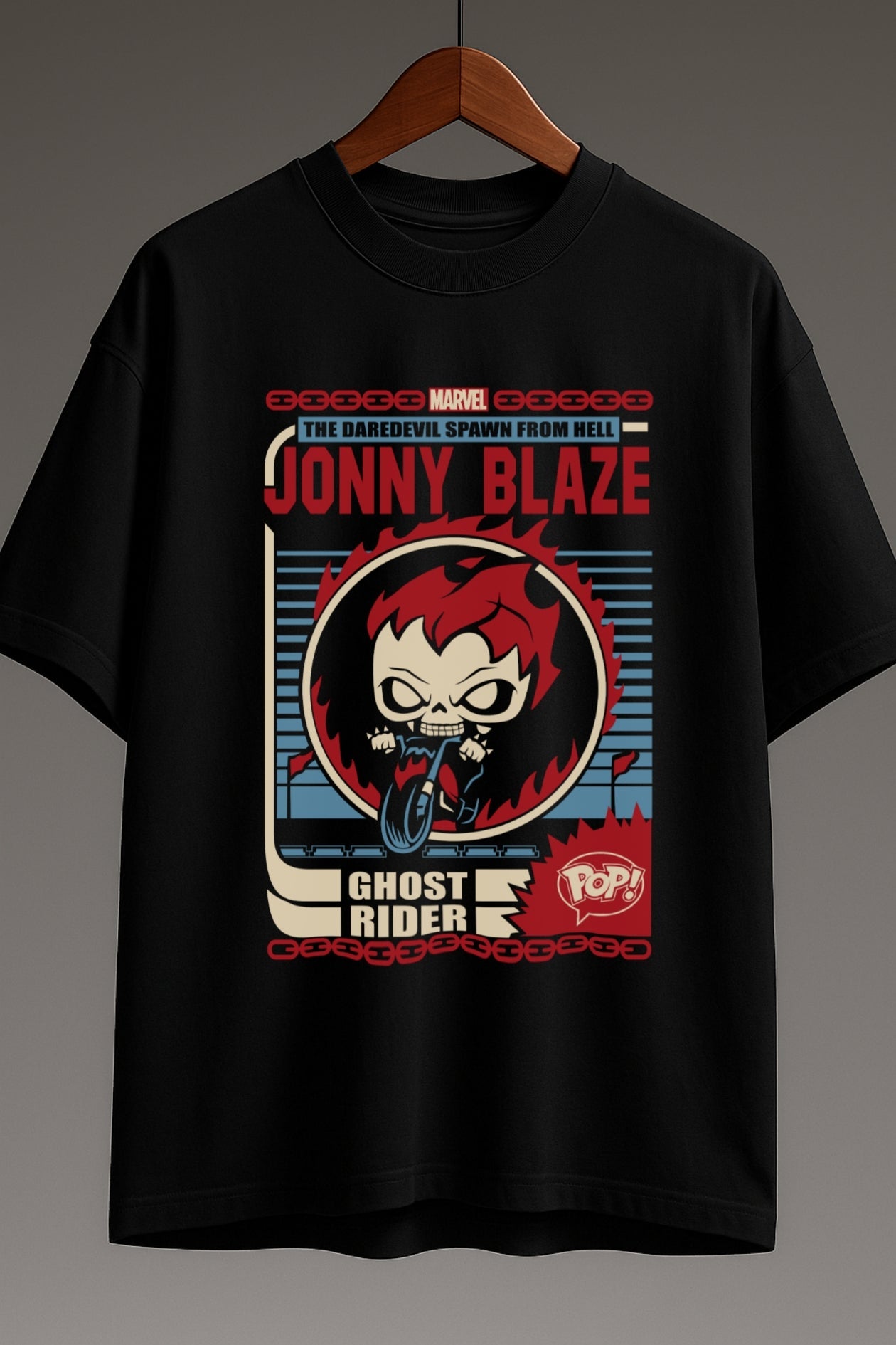 Hellfire Pop Ghost Rider| Oversized Classic T-Shirt black